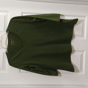 Womens,L, Eddie Bauer, deep olive green, v neck t-shirt